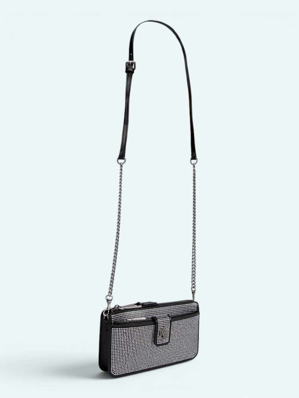 Kurt Geiger RARE Shoreditch Black Ombre Studded Crossbody with Silver Chain - Picture 3 of 14